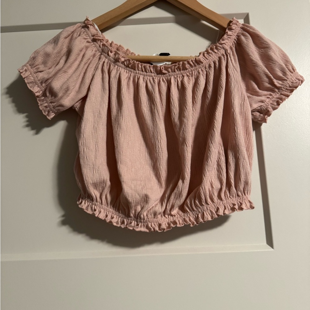 Pink Off-Shoulder Cropped Top